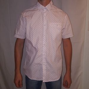 Large Denim & Flower Casual Button Down Shirt Pink